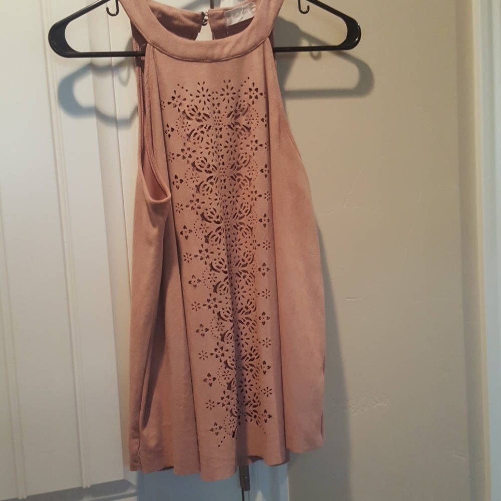 Laser cut suade like top